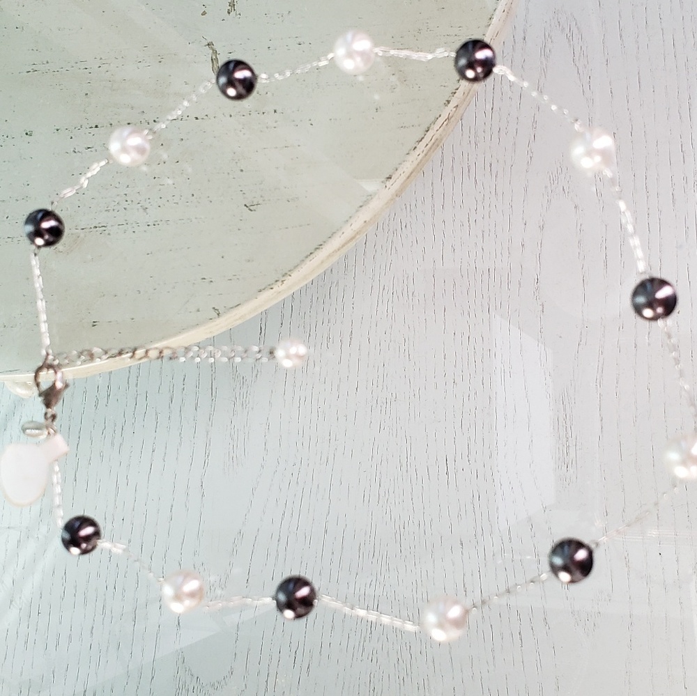 Black/white pearl sterling silver necklace 4/20$ - Picture 3 of 3